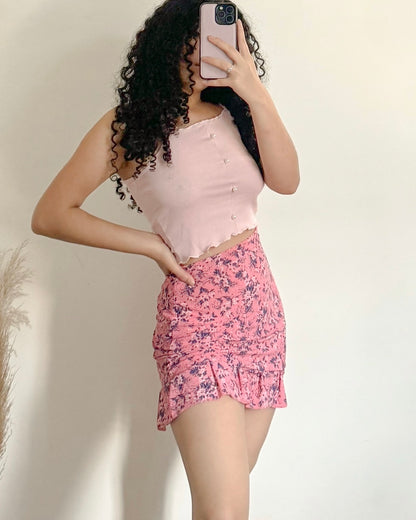 Falda De Flores Y Crop Top