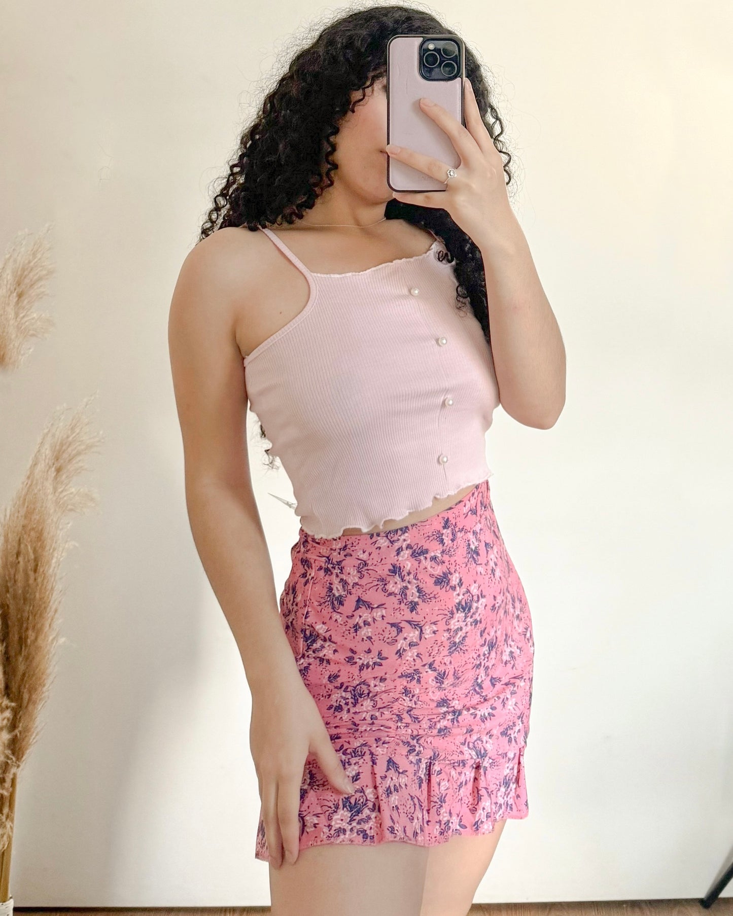 Falda De Flores Y Crop Top