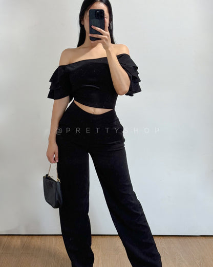 Conjunto de Pantalón y Crop Top Campesino